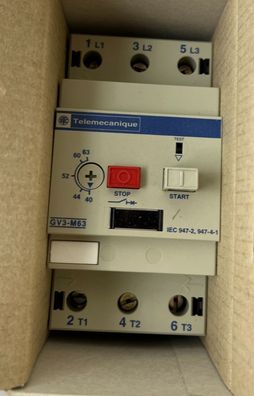 Telemecanique GV3-M63 Motor Circuit Breaker 40-63A Manual Motor Starter New