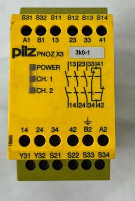 Pilz PNOZ X3 Safety Relay 24VAC/DC 230VAC Emergency Stop Module Used