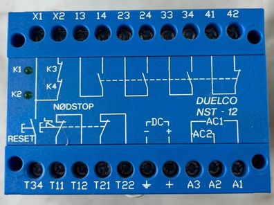 Duelco NST-12 Safety Relay Emergency Stop Module 24VDC 24VAC 230VAC Used
