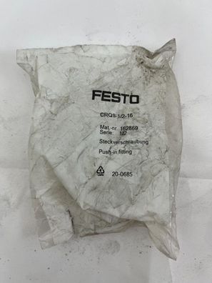 Festo CRQS-1/2-16 Push-In Fitting 162869 1/2" Male to 16mm Tube New