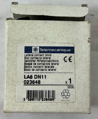 Telemecanique LA8 DN11 Auxiliary Contact Block 023648 Contactor Accessory New