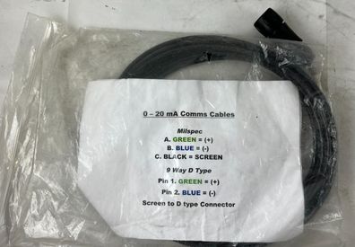 0-20 Ma Db9 9?Way D?Type Comms Cable Milspec New