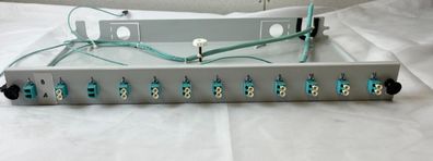 12 Port LC Duplex Fiber Optic Patch Panel Rack Mount OM3 Aqua MMF Used