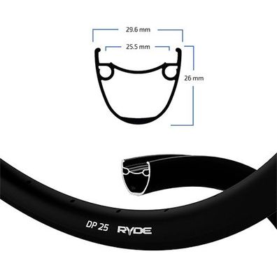 Felge DP 25 25-622 Disc, Ryde, schwarz, 28 Loch, VL=6,5, Ryd