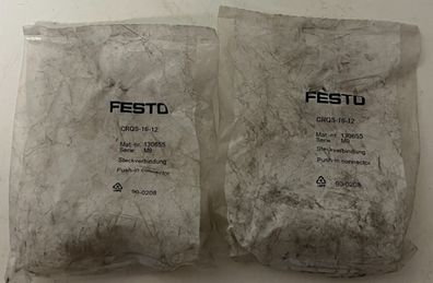 Festo CRQS-16-12 130655 Push-In Connector Pneumatic Fitting New 2x