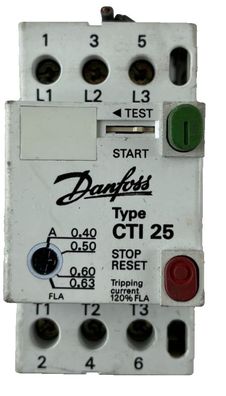 Danfoss CTI 25 Motor Circuit Breaker 0.40-0.63A Thermal Overload Relay Used