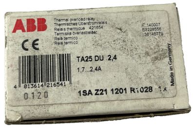 ABB TA25DU-2.4 Thermal Overload Relay 1.7-2.4A New
