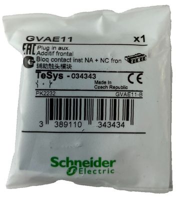 Schneider Electric GVAE11 TeSys Auxiliary Contact Block 1NO+1NC Front Mount New
