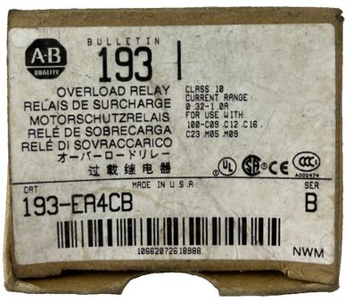 Allen?Bradley 193?EA4CB Solid State Overload Relay 0.32-1.6A New