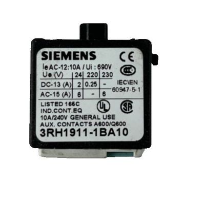 Siemens 3RH1911-1BA10 Auxiliary Contact Block 1NO 690V Used