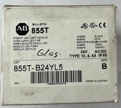 Allen Bradley 855T-B24YL5 Amber Steady LED Stack Light Module 24 V AC/DC 70 mm