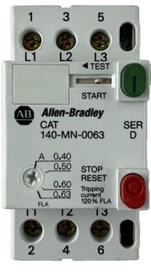 Allen?Bradley 140-MN-0063 Manual Motor Starter 0.40-0.63A 3?Pole Used