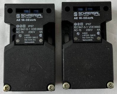 Schmersal AZ16-02ZVRK Safety Interlock Switch 230V AC‑15 4A IP67 – Lot of