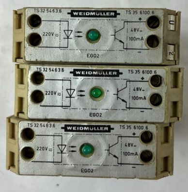 3x Weidmüller EGO2 TS32/TS35 Interface Optocoupler Module 220V AC to 48V 100mA