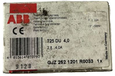 ABB T25 DU 4.0 Thermal Overload Relay 2.8-4.0A New