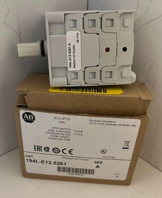 NEW Allen Bradley 194L-E12-5261 Step Switch 12A 1-Pole 194L-E12-5261 - New
