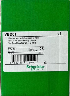 Schneider Electric VBD01 TeSys Vario 3?Pole 20A Emergency Main Switch New