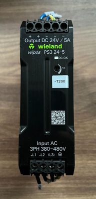 Wieland Wipos PS3 24-5 Power Supply 24V 5A 3PH 380-480V AC Used