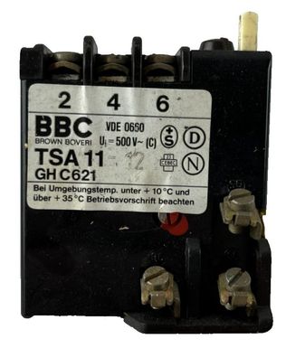 BBC Brown Boveri TSA11 GHC621 Thermal Overload Relay 500V Used