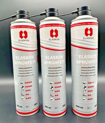 3x Elaskon Sprühfett 600ml Schmiermittel Spray Schmierfett Rostschutz