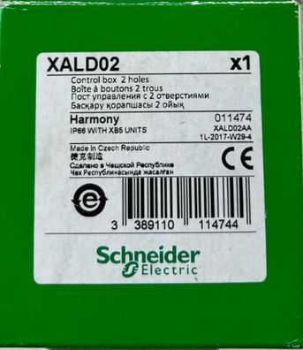 Schneider Electric XALD02 Harmony XAL 2-Hole Control Box IP66 New