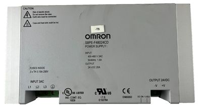 New Omron S8PE-F48024CD Power Supply 400-480V 3?Phase 24V DC 20A 480W DIN Rail