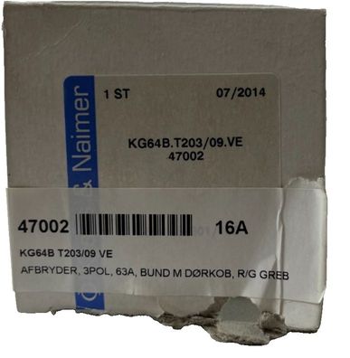 Kraus Naimer KG64B T203/09 VE 63A 3-Pole Isolator Switch Door Interlock Austria