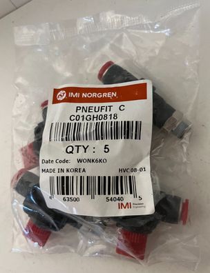 IMI Norgren Pneufit C Push-In Fittings C01GH0818 5-Pack New