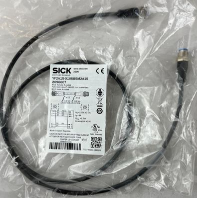 SICK YF2A15-010UB5M2A15 M12 Sensor Cable 1m 5-Pin A-Coded PUR AWG22