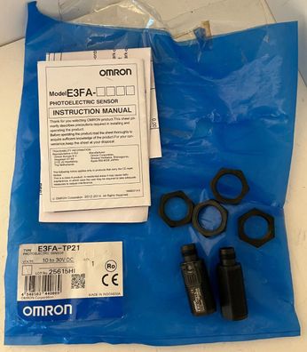 Omron E3FB-DP22 Photoelectric Sensor 10-30VDC M18 New w/ Manual & Mounts