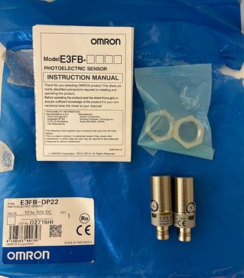Omron E3FB-DP22 Photoelectric Sensor, 10-30V DC, M18, PNP, New