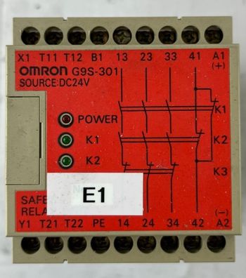 Omron G9S-301 DC24 Safety Relay Unit 3PST-NO 24V DC USED