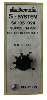 Electromatic SA 105 024 Time Delay Relay 24VAC 0.8-18 Sec Delay On Operate