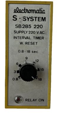Electromatic SB285 220 Interval Timer 220VAC 0.8-18s Reset 3-Core E-Sensors