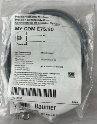 Baumer MY COM E75/80 Precision Switch NEW M6 NC 15VDC/24VAC 0.001mm
