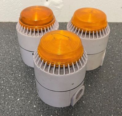 Bundle of 3 Industrial Amber Signal Warning Lights - Used