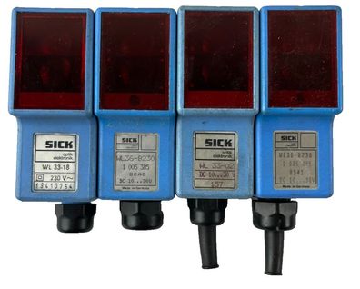 Sick WL33 WL36 Retroreflective Sensor Lot 4pcs Used AC/DC Block Red