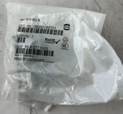 Harting Han 16 E-BU-S Connector Insert 16 + PE 500V 16A 09330162701 NEW