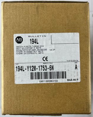 Allen Bradley 194L-Y12M-1753-6N Load Switch 12A 3-Pole IP66 w/ Enclosure NEW