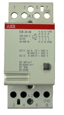 ABB ESB 24-40 Contactor 24A 230-240V AC/DC Coil 4P DIN Used