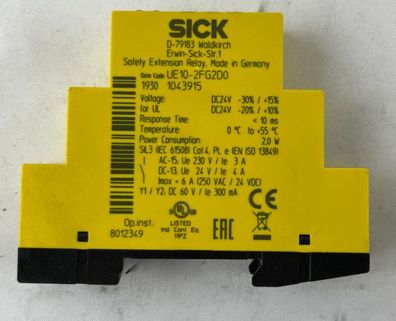 SICK UE10-2FG2D0 Safety Extension Relay 24VDC 6A SIL3 Cat4 PLe 1043915