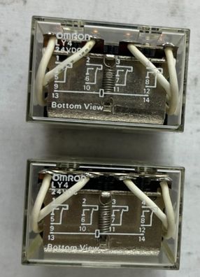 Omron LY4 24VDC General Purpose Relay 4PDT Plug-In New Lot 2pcs