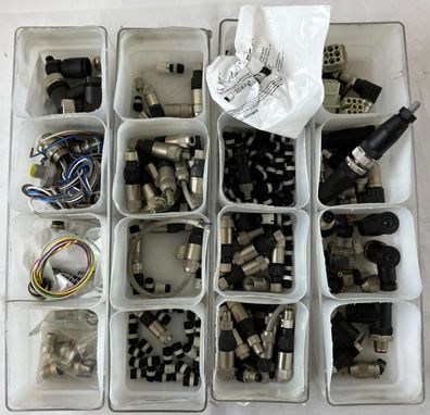 Industrial Connector Lot M12 M8 Sensor Plugs Cables Pneumatic Fittings Mix