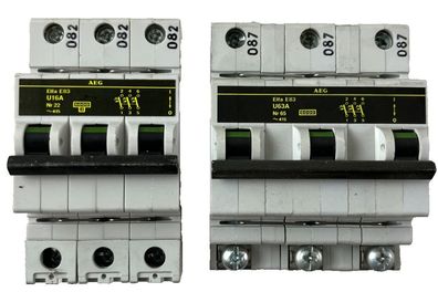 AEG Elfa E83 3P Circuit Breaker Lot U16A U63A 415V 2pcs Used