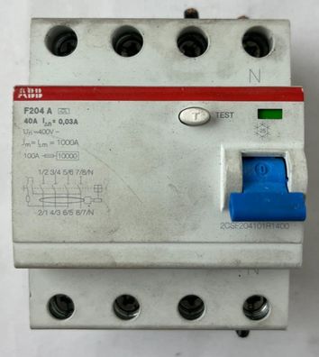 ABB F204 A 40A 30mA 4-Pole RCCB RCD Residual Current Breaker Used