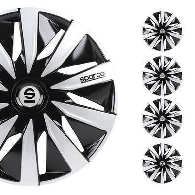 Sparco Radkappen 15 Zoll Lazio Schwarz Silber 4tlg