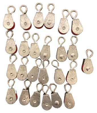 Lot of 25x Heavy Duty Small Pulleys - CE Marked, 60kg Capacity Each - Metal