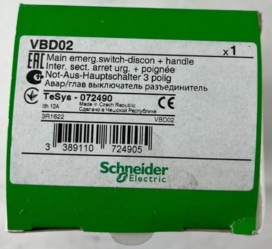 Schneider Electric VBD02 TeSys Vario Main Switch Disconnector 3P 12A 690V NEW