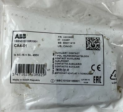 ABB CA4-01 Auxiliary Contact Block 1SBN010110R1001 1NO New