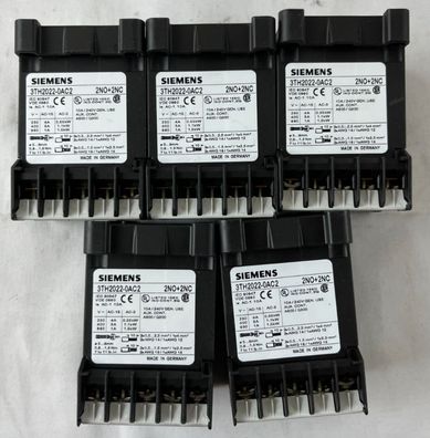 Siemens 3TH2022-0AC2 Contactor Relay 2NO+2NC Lot 5pcs Used